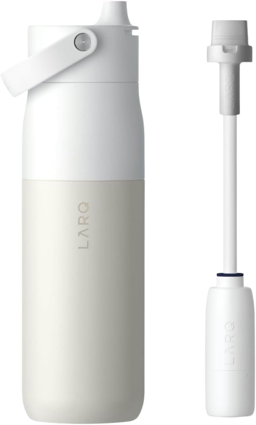 LARQ Holiday Swig Set: Bottle Swig Top 34oz Granite White Filter Straw