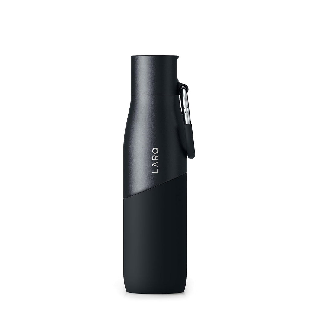 LARQ Bottle Movement Filtered - Lightweight Non-Insulated Stainless Steel Water Bottle BPA Free with Nano Zero Technology and Long-Lasting Filters, Black/Onyx, 24oz