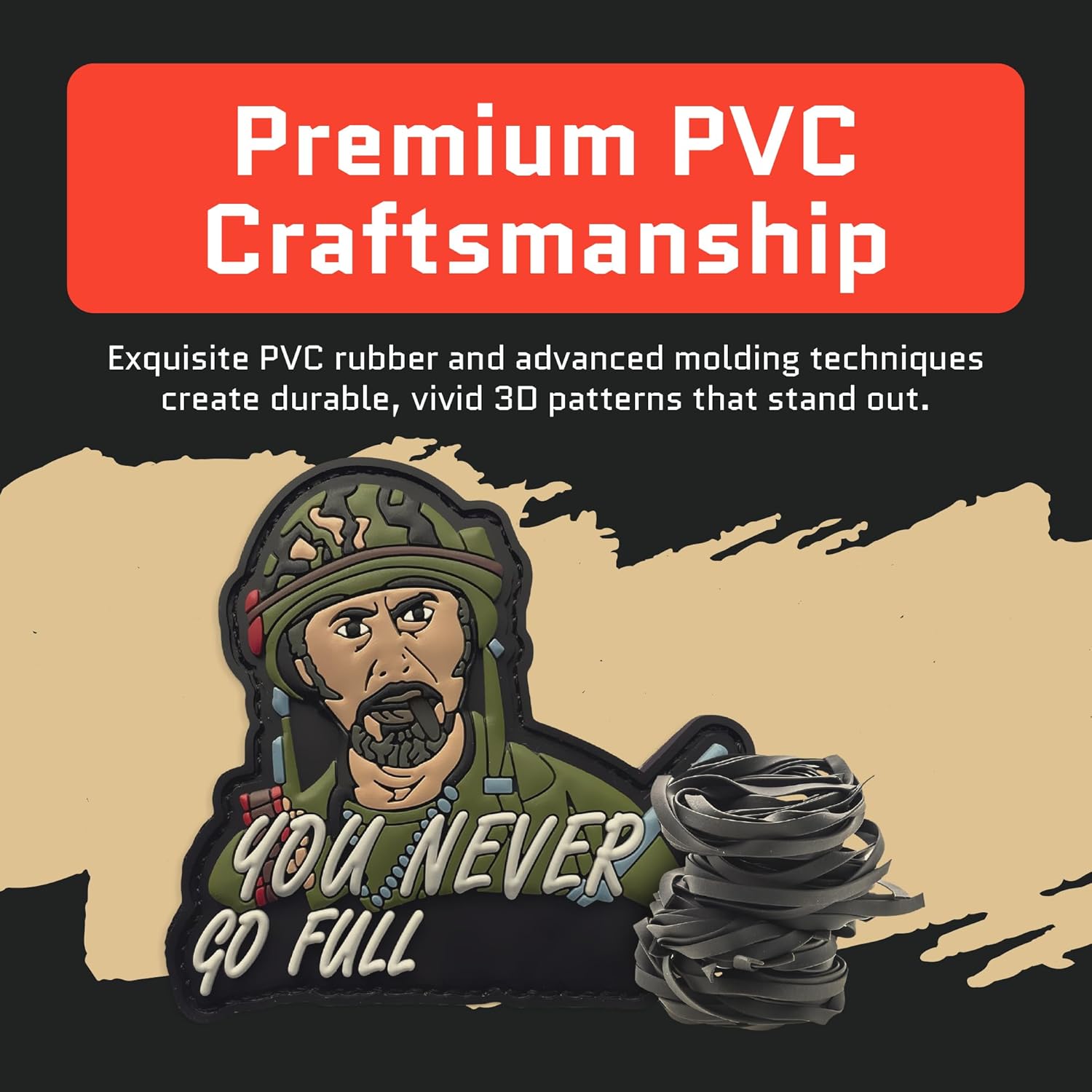 Jestik PVC Patch, Funny Patches, Humorous Tactical Morale Patch with Hook and Loop Fastener, Cute Patches for Backpacks, Military Uniforms, Jeans, Jackets, Vests, Hats & More - Never Go Full