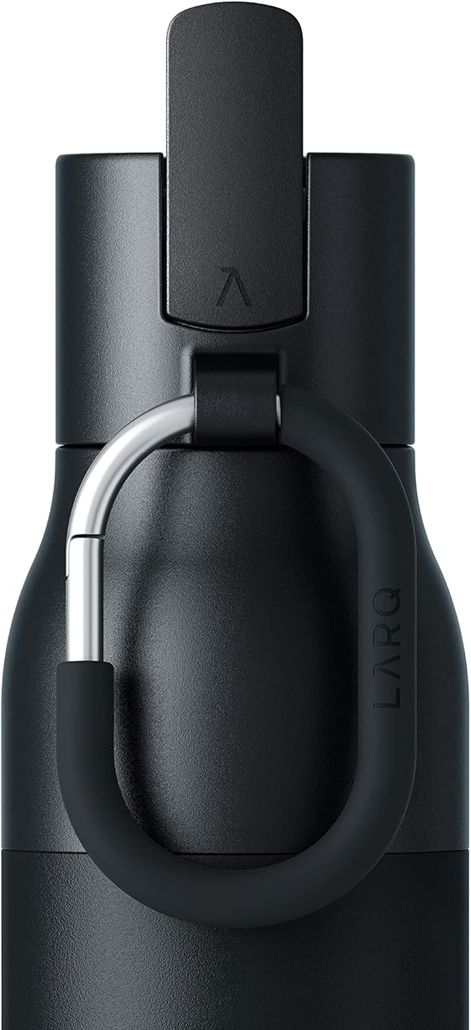 LARQ Bottle Filtered - Insulated Stainless Steel Water Bottle BPA Free with Nano Zero Technology and Long-Lasting Filters, Obsidian Black, 25oz