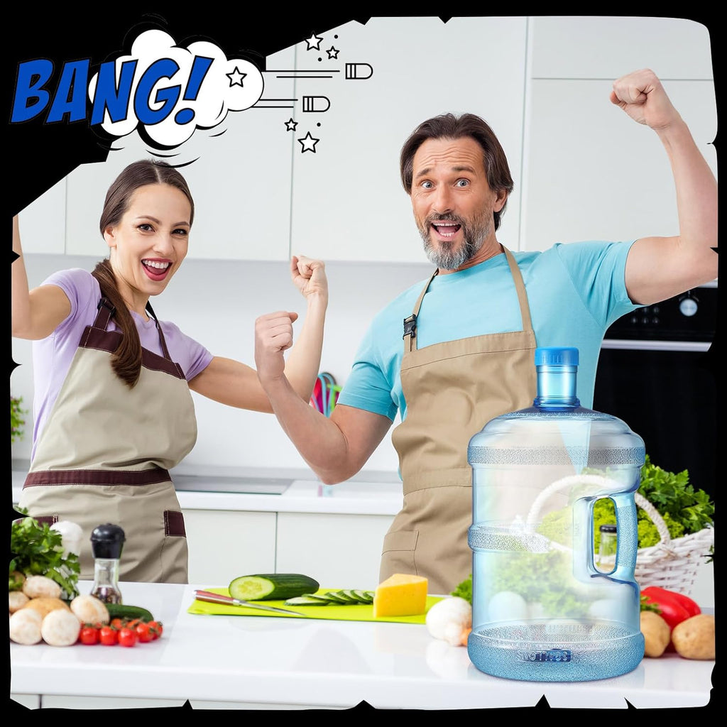 Bokon 2 Pieces gallon water jugs Round Plastic Water Bottle with Handle Screw Cap Reusable Large Capacity Bottle for Camping Outdoor Travel Gym Use