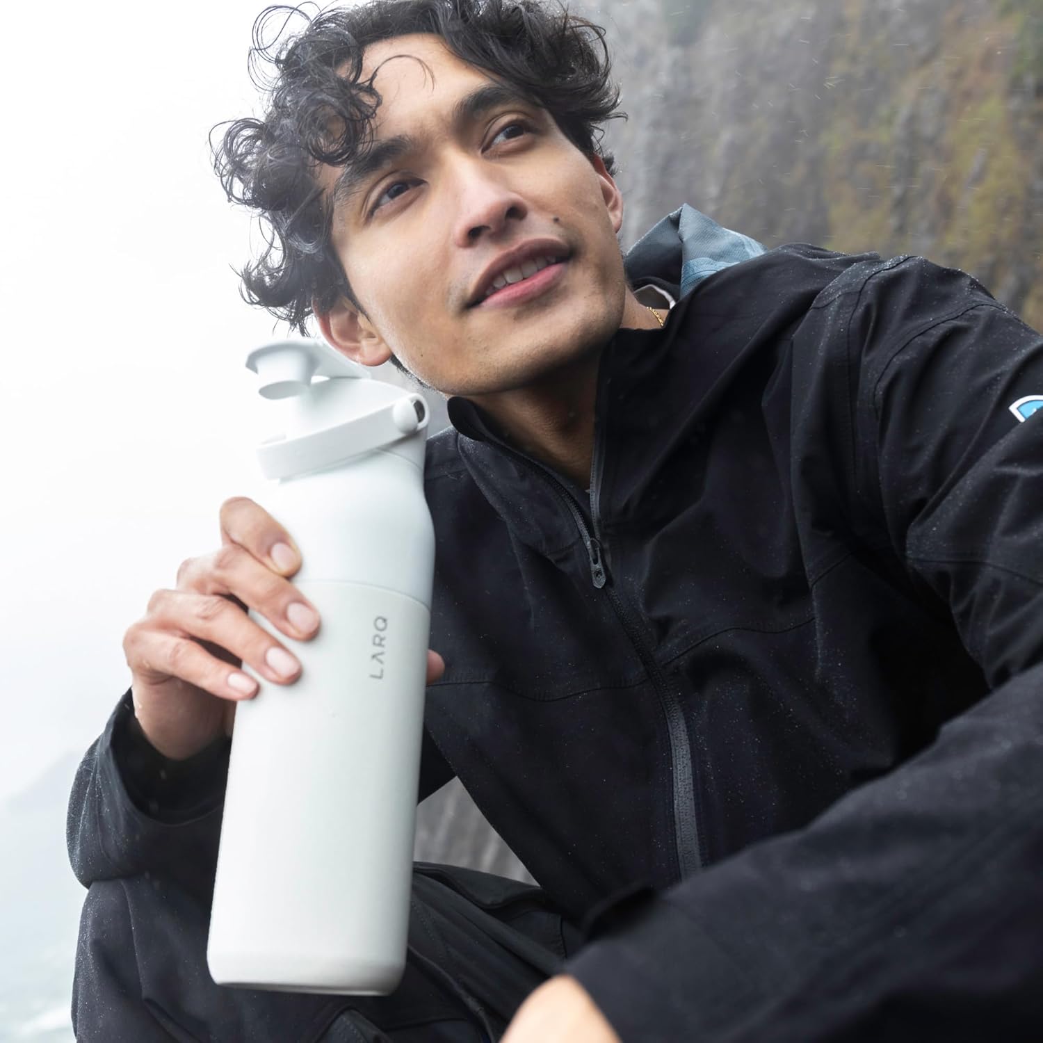 LARQ Holiday Swig Set: Bottle Swig Top 34oz Granite White Filter Straw