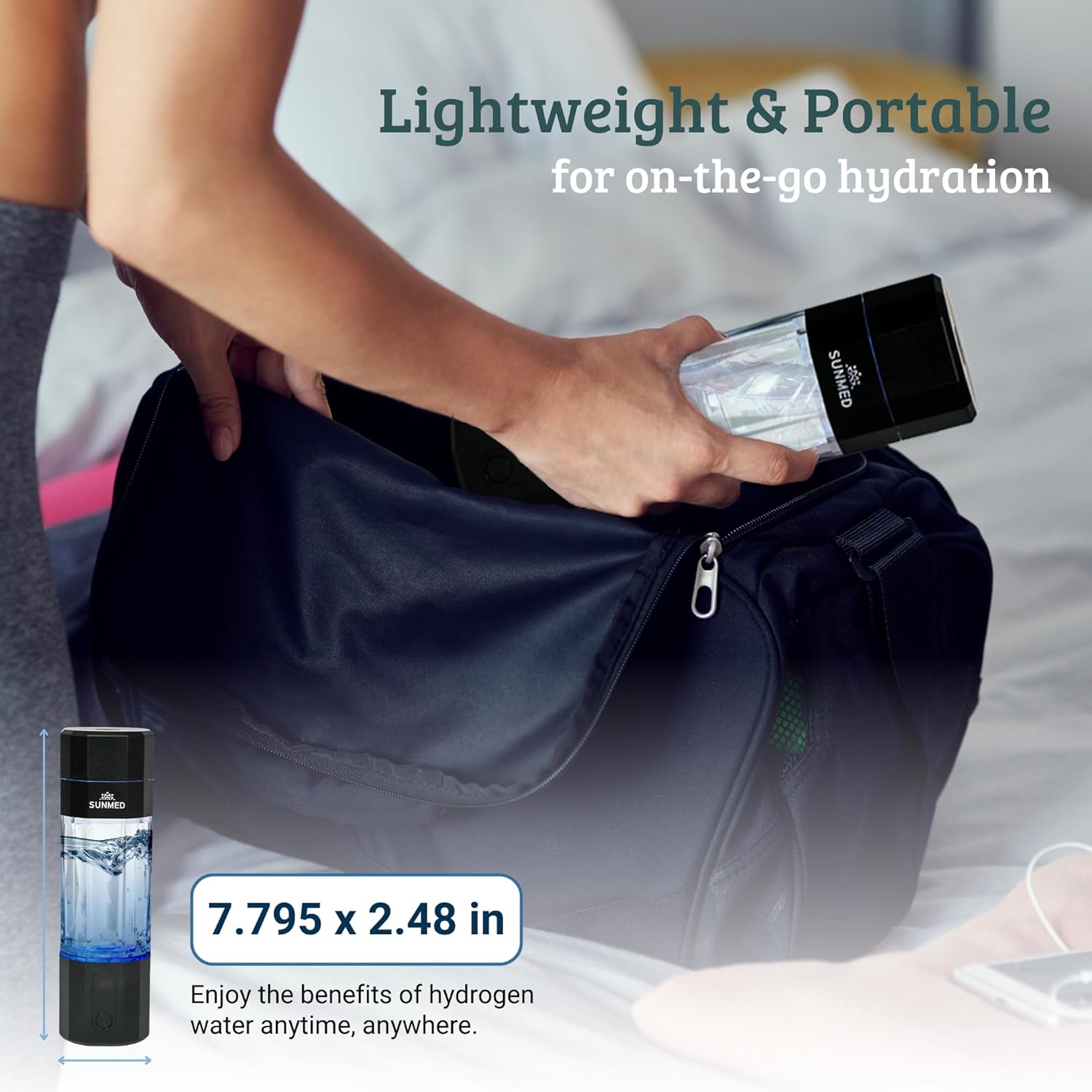 Hydrogen Water Bottle Generator | Up to 6000+ PPB Molecular Hydrogen, Alkaline Water Pitcher | OLED Display, Rechargeable, Portable, High-Pressure Safe Design