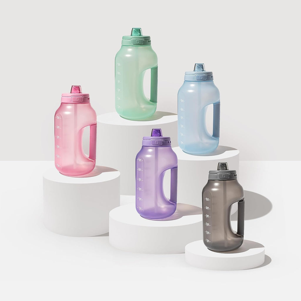Ello Hydra 64oz Half Gallon Water Jug with Handle and Motivational Time Markers for All Day Hydration, Plastic Reusable Water Bottle with Straw and Locking, Leak Proof Lid, BPA Free
