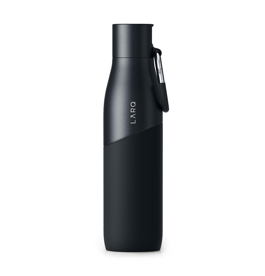 LARQ Bottle Movement Filtered - Lightweight Non-Insulated Stainless Steel Water Bottle BPA Free with Nano Zero Technology and Long-Lasting Filters, Black/Onyx, 24oz