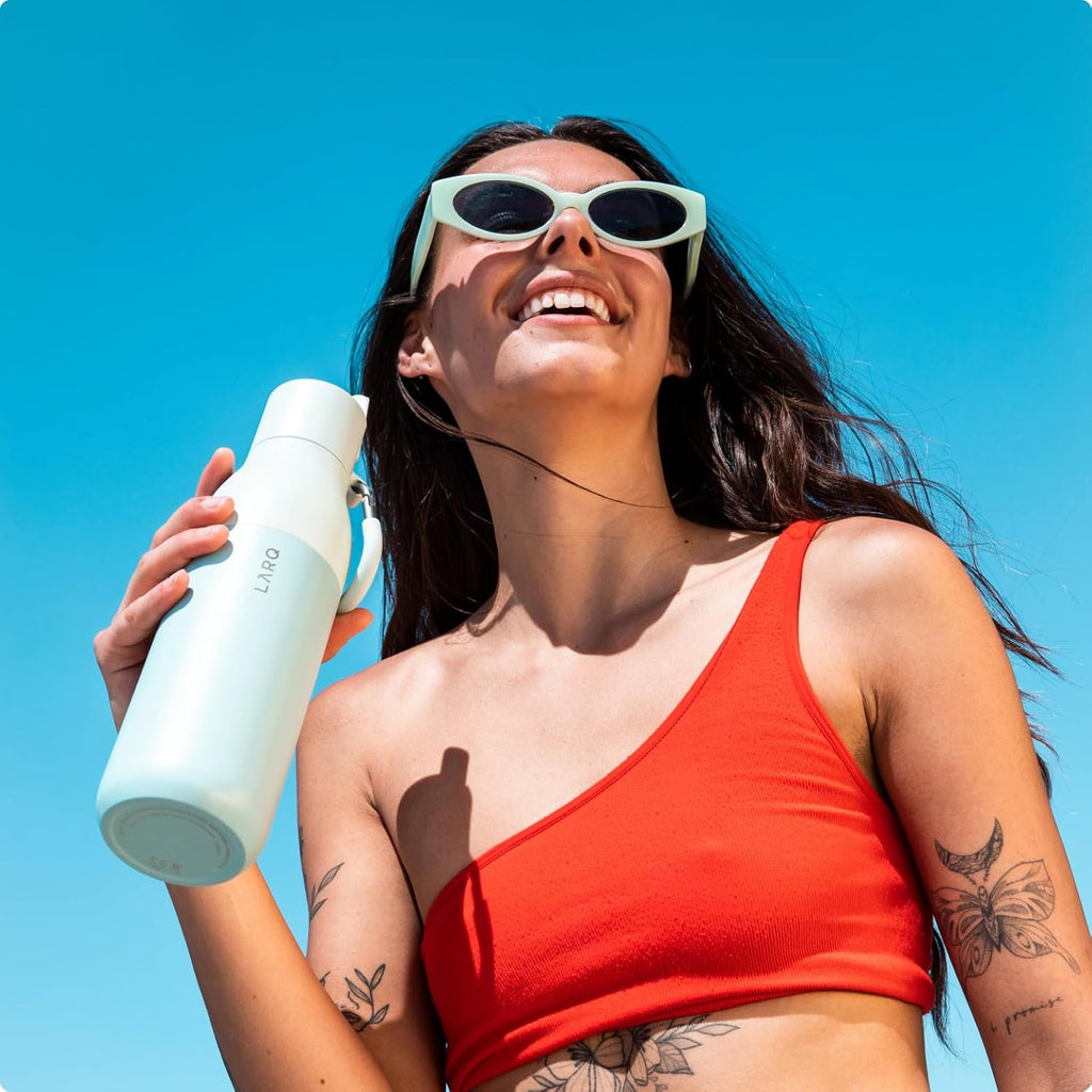 LARQ Holiday Swig Set: Bottle Swig Top 34oz Granite White Filter Straw