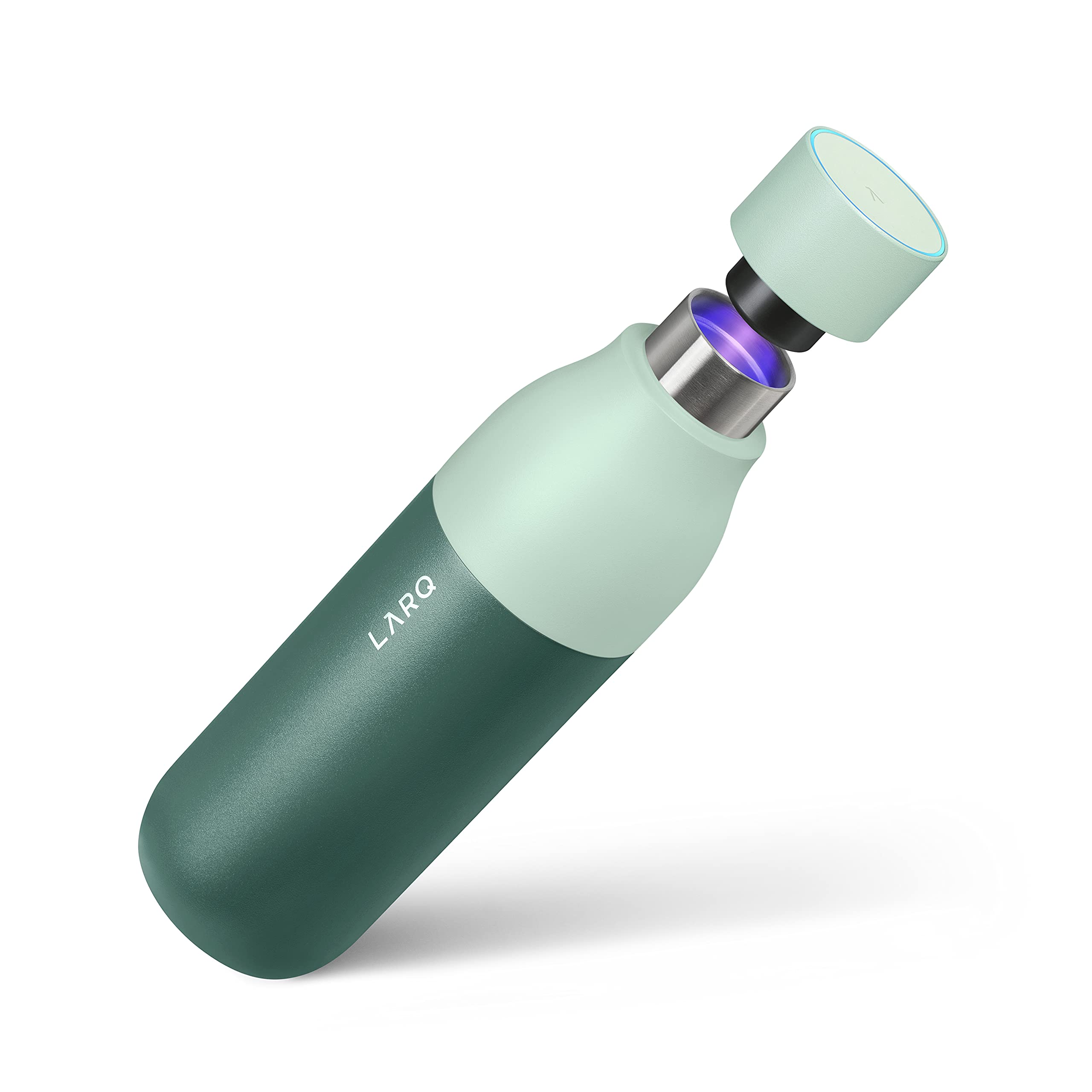 LARQ Bottle PureVis 17 oz - Self-Cleaning and Insulated Stainless Steel Water Bottle with UV Water Purifier and Award-winning Design | Reusable & Travel Friendly, Seaside Mint