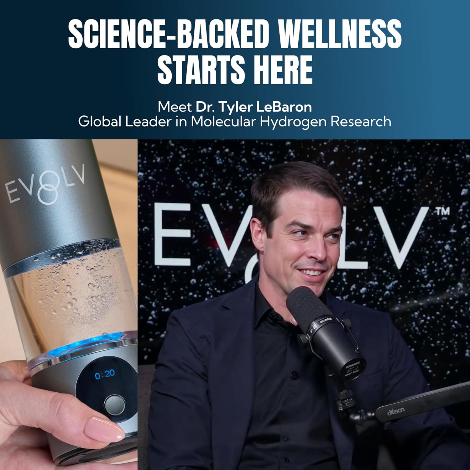 EVOLV Hydrogen Water Bottle Generator – SPE & PEM Water Ionizer 5.4PPM, Highest H2 Concentration – Portable 8oz Hydrogenated Water Bottle – Leak-Proof Hydrogen Water Machine, Easy to Use – Rose