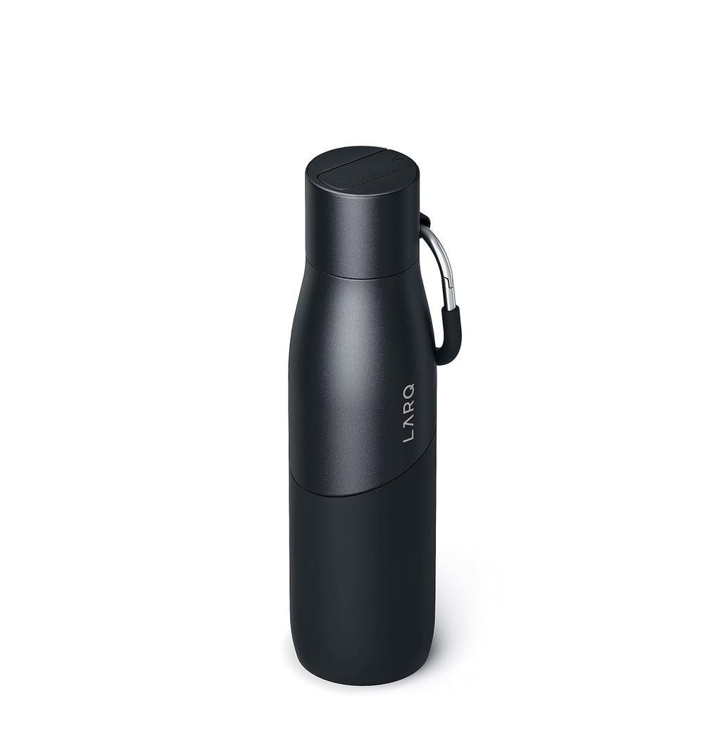 LARQ Bottle Movement Filtered - Lightweight Non-Insulated Stainless Steel Water Bottle BPA Free with Nano Zero Technology and Long-Lasting Filters, Black/Onyx, 24oz