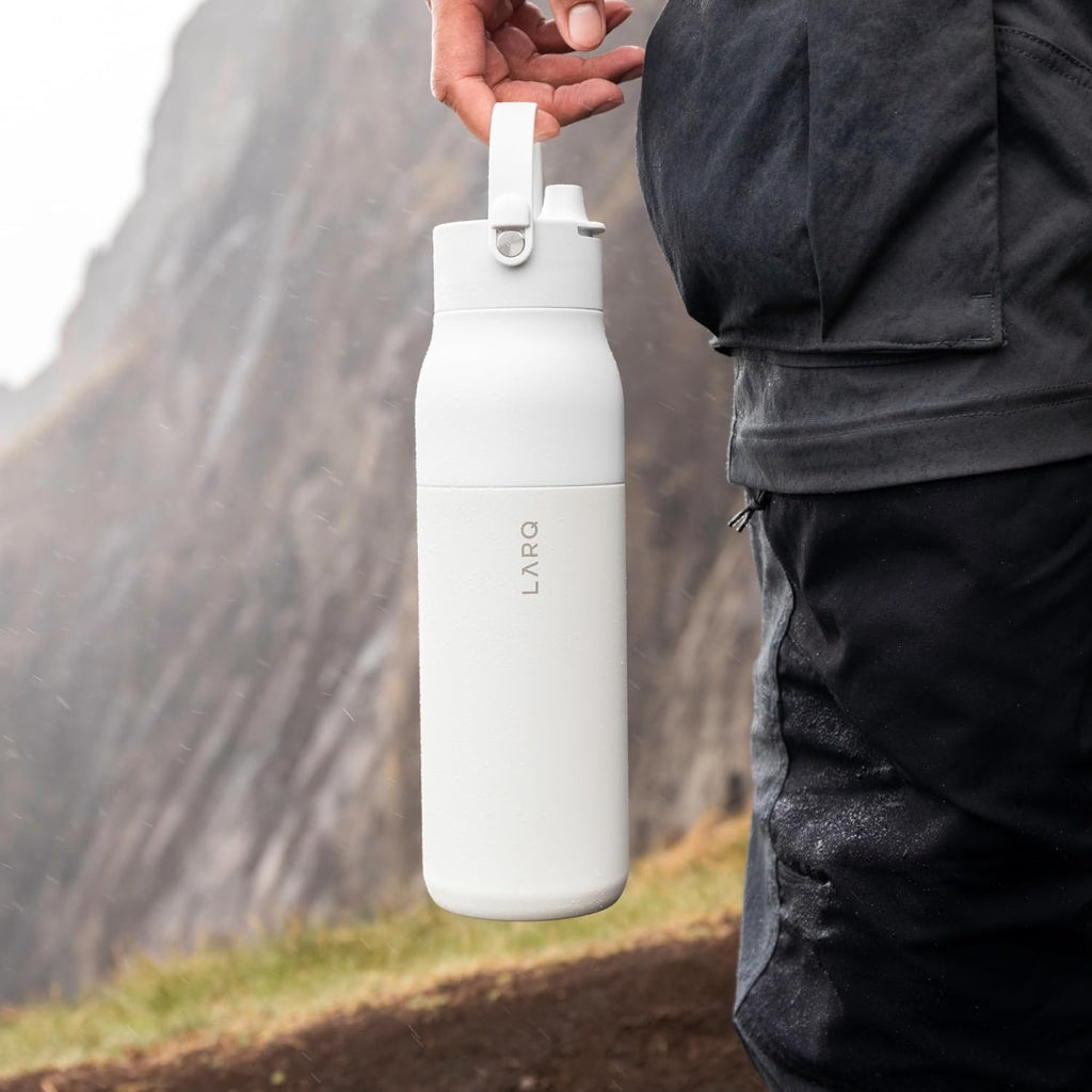 LARQ Holiday Swig Set: Bottle Swig Top 34oz Granite White Filter Straw