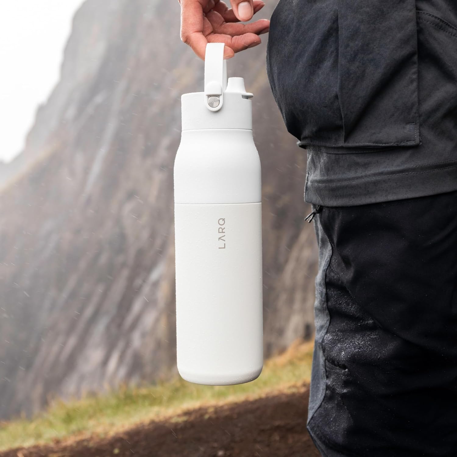 LARQ Holiday Swig Set: Bottle Swig Top 34oz Granite White Filter Straw