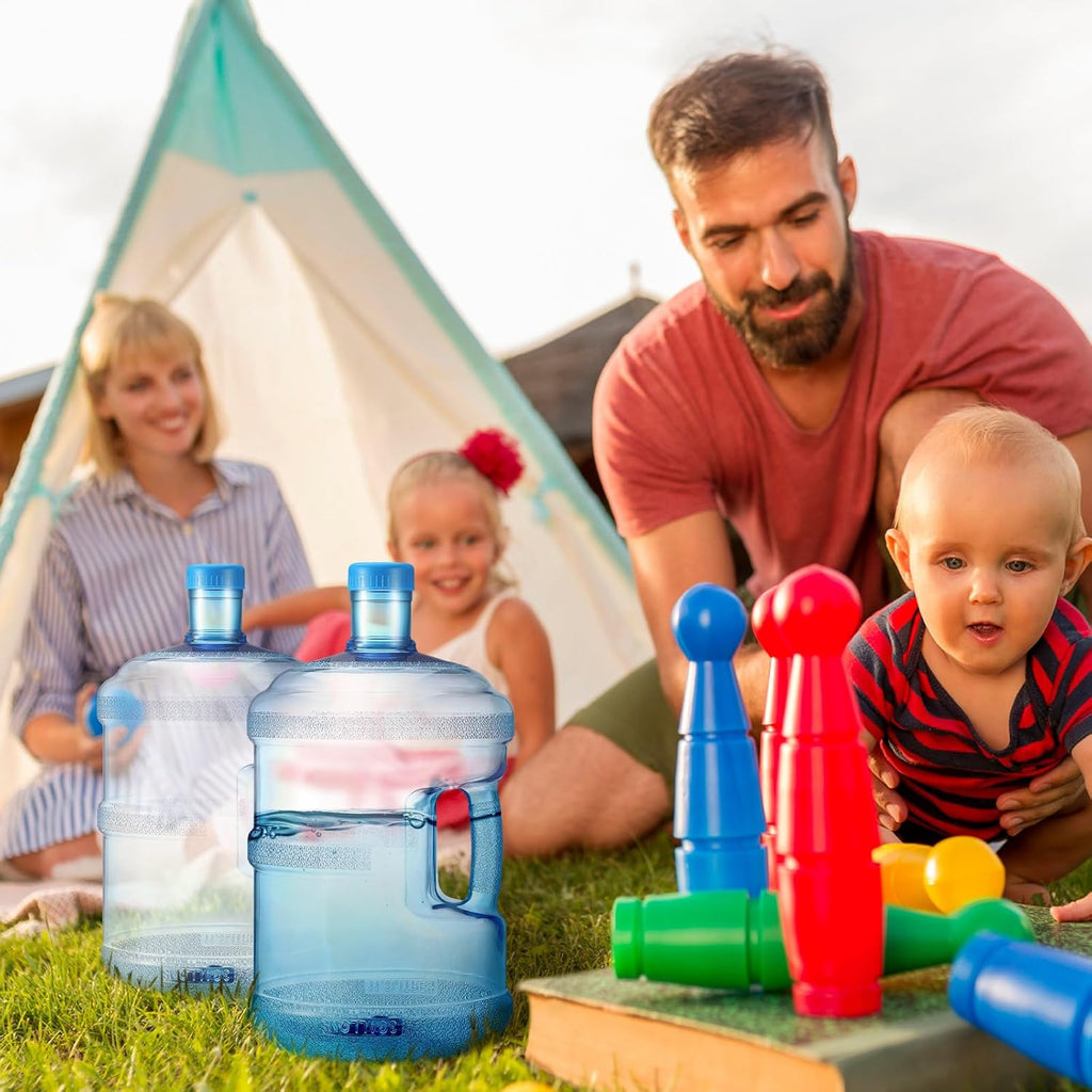 Bokon 2 Pieces gallon water jugs Round Plastic Water Bottle with Handle Screw Cap Reusable Large Capacity Bottle for Camping Outdoor Travel Gym Use