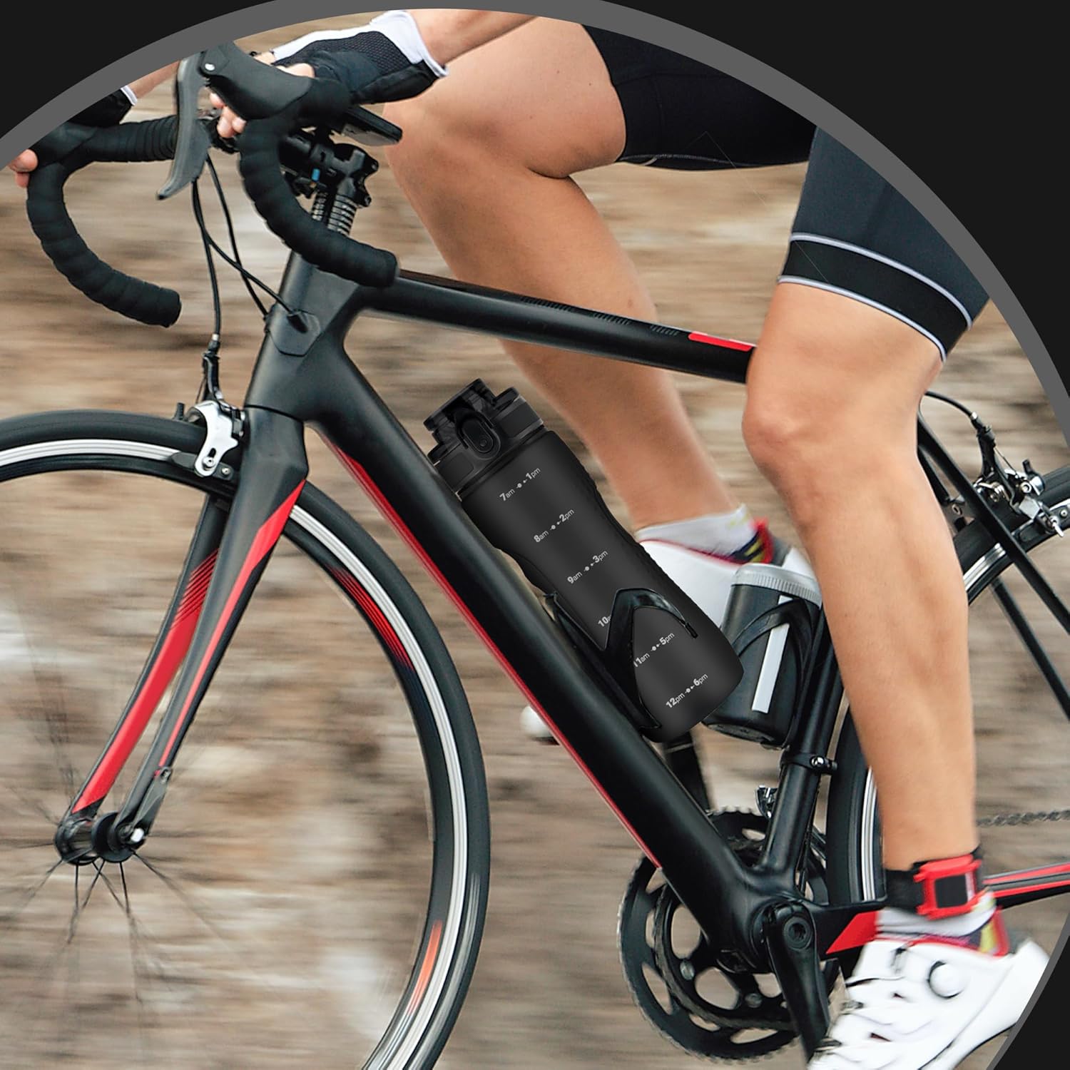 OLDLEY 25 oz Water Bottle, Motivational Water Bottle with Time Marker, Sports Water Bottle With Strap, Leakproof & BPA Free Large Water Bottles for School, Gym, Travel, Outdoor, Tritan,Black