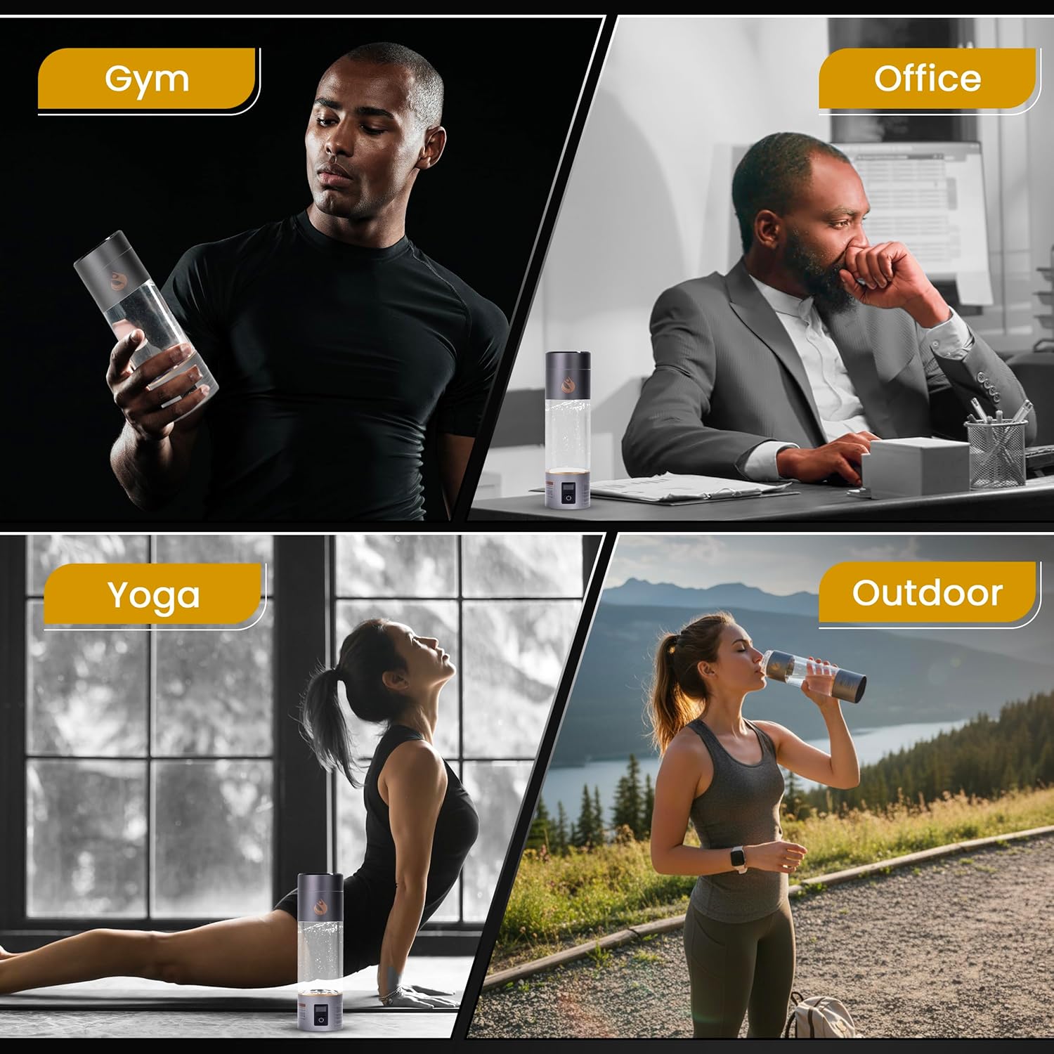 Premium Hydrogen Water Bottle Generator up to 4200 PPB with Latest SPE/PEM Technology 9.5oz Hydrogen Water Bottle Ionizer for Home, Office, Gym & Travel