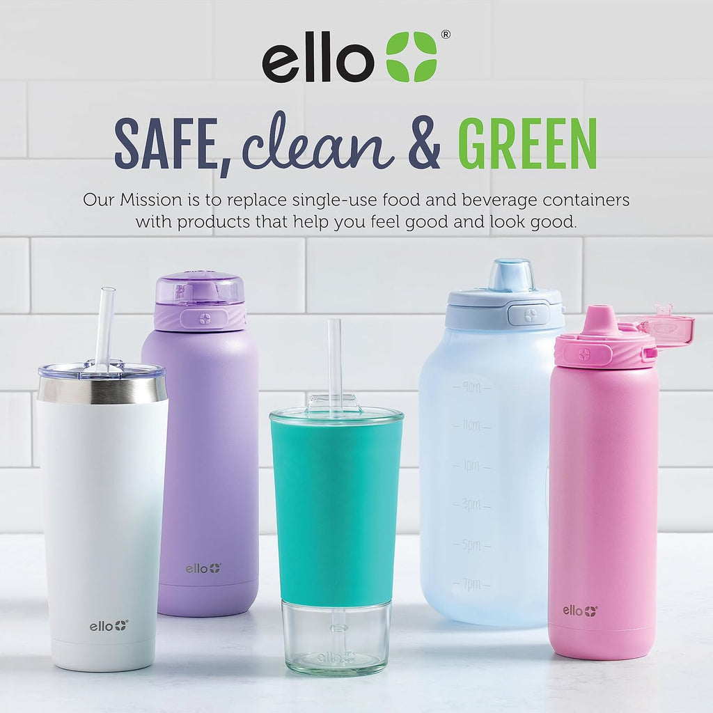 Ello Hydra 64oz Half Gallon Water Jug with Handle and Motivational Time Markers for All Day Hydration, Plastic Reusable Water Bottle with Straw and Locking, Leak Proof Lid, BPA Free