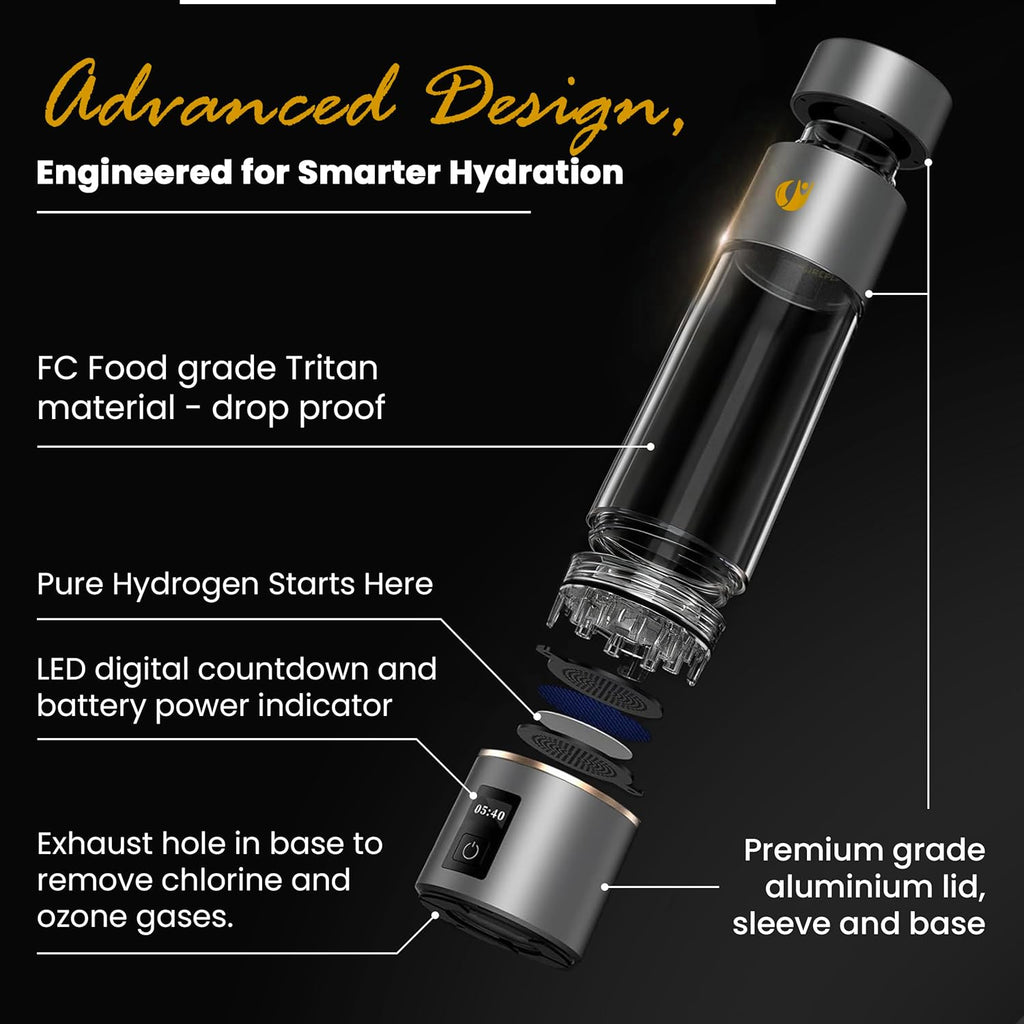 Premium Hydrogen Water Bottle Generator up to 4200 PPB with Latest SPE/PEM Technology 9.5oz Hydrogen Water Bottle Ionizer for Home, Office, Gym & Travel