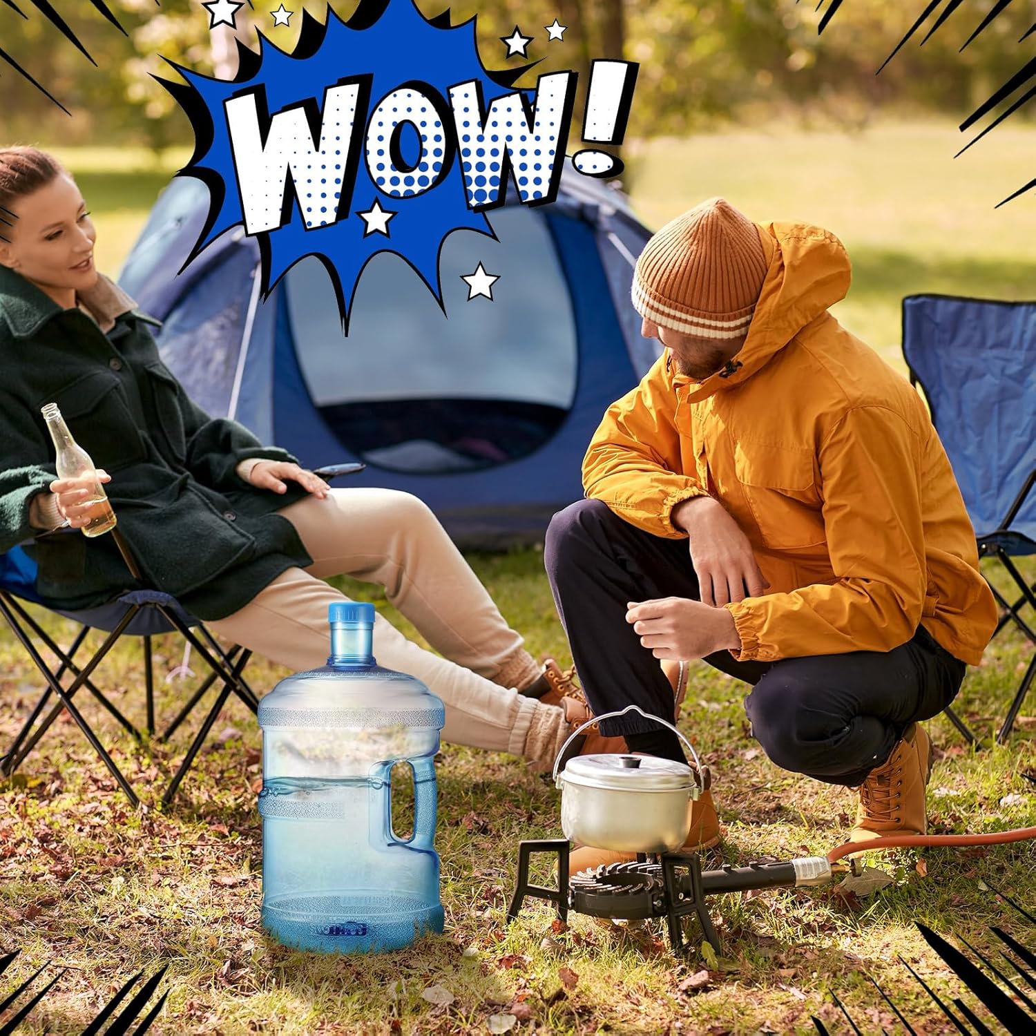 Bokon 2 Pieces gallon water jugs Round Plastic Water Bottle with Handle Screw Cap Reusable Large Capacity Bottle for Camping Outdoor Travel Gym Use