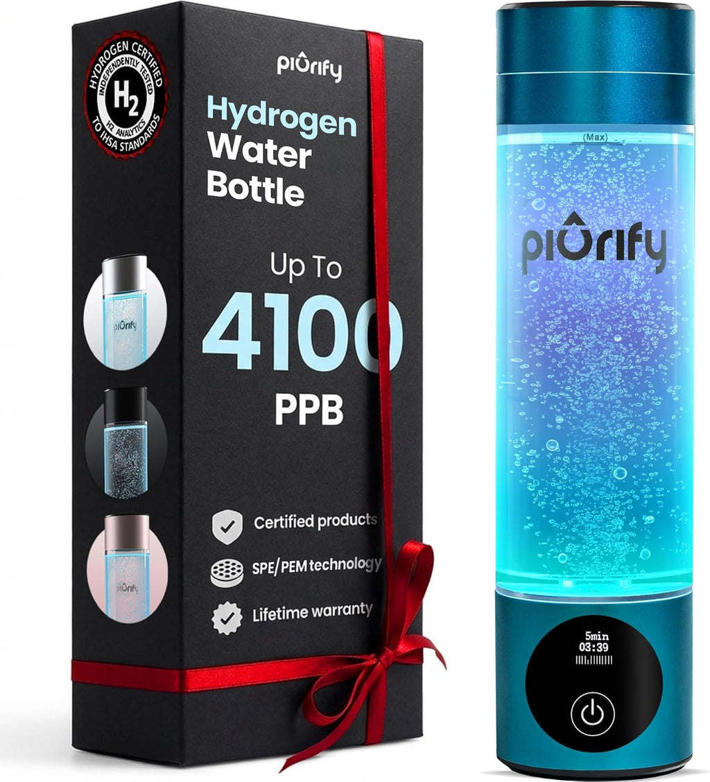 Hydrogen Water Bottle Generator - Up to 4100+ PPB - SPE/PEM Technology - Certified H2 Generator - Portable Athletic Performance & Hydration System - 6-Hour Hydrogen Retention, 10 oz (Turquoise)