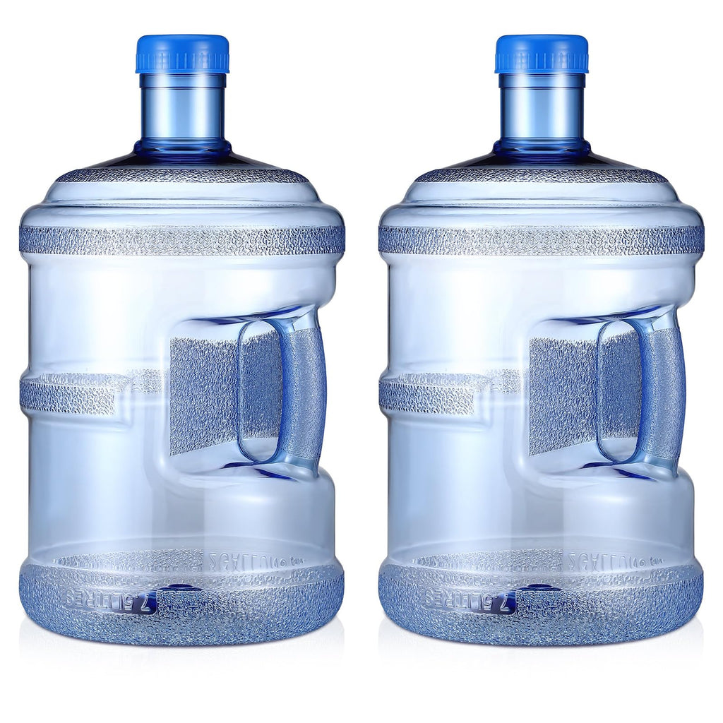 Bokon 2 Pieces gallon water jugs Round Plastic Water Bottle with Handle Screw Cap Reusable Large Capacity Bottle for Camping Outdoor Travel Gym Use
