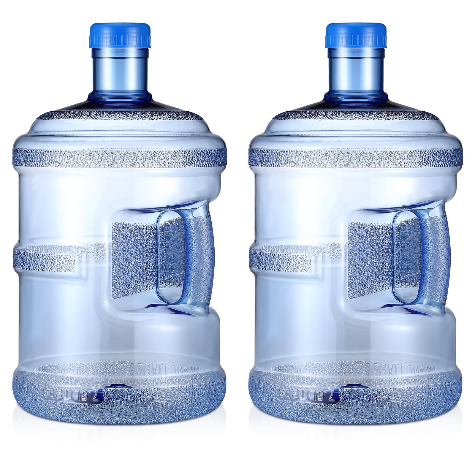 Bokon 2 Pieces gallon water jugs Round Plastic Water Bottle with Handle Screw Cap Reusable Large Capacity Bottle for Camping Outdoor Travel Gym Use