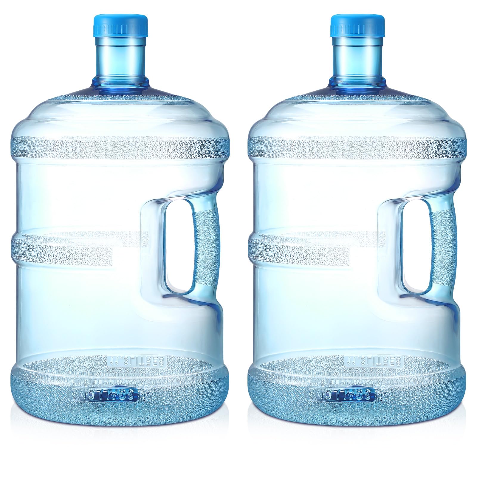 Bokon 2 Pieces gallon water jugs Round Plastic Water Bottle with Handle Screw Cap Reusable Large Capacity Bottle for Camping Outdoor Travel Gym Use