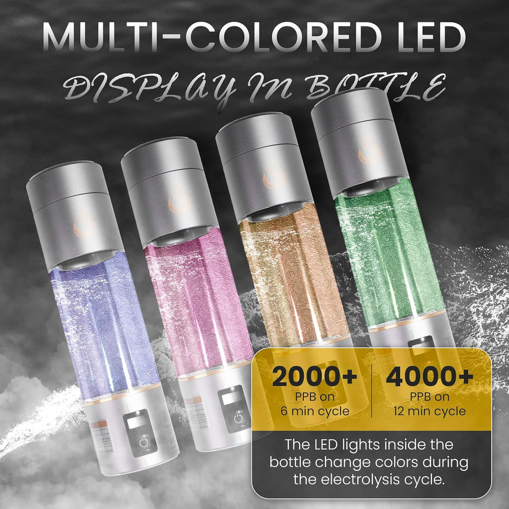 Premium Hydrogen Water Bottle Generator up to 4200 PPB with Latest SPE/PEM Technology 9.5oz Hydrogen Water Bottle Ionizer for Home, Office, Gym & Travel