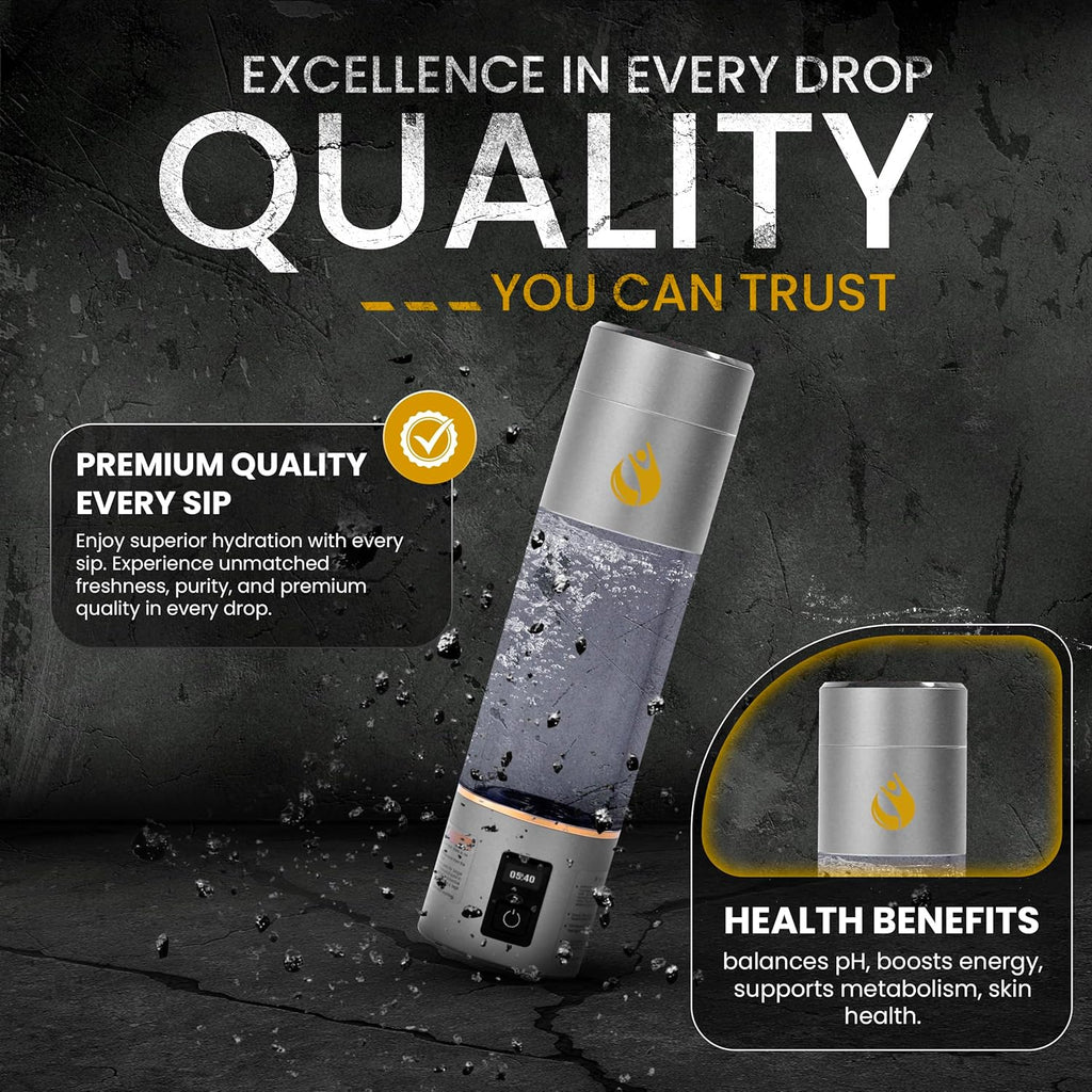 Premium Hydrogen Water Bottle Generator up to 4200 PPB with Latest SPE/PEM Technology 9.5oz Hydrogen Water Bottle Ionizer for Home, Office, Gym & Travel