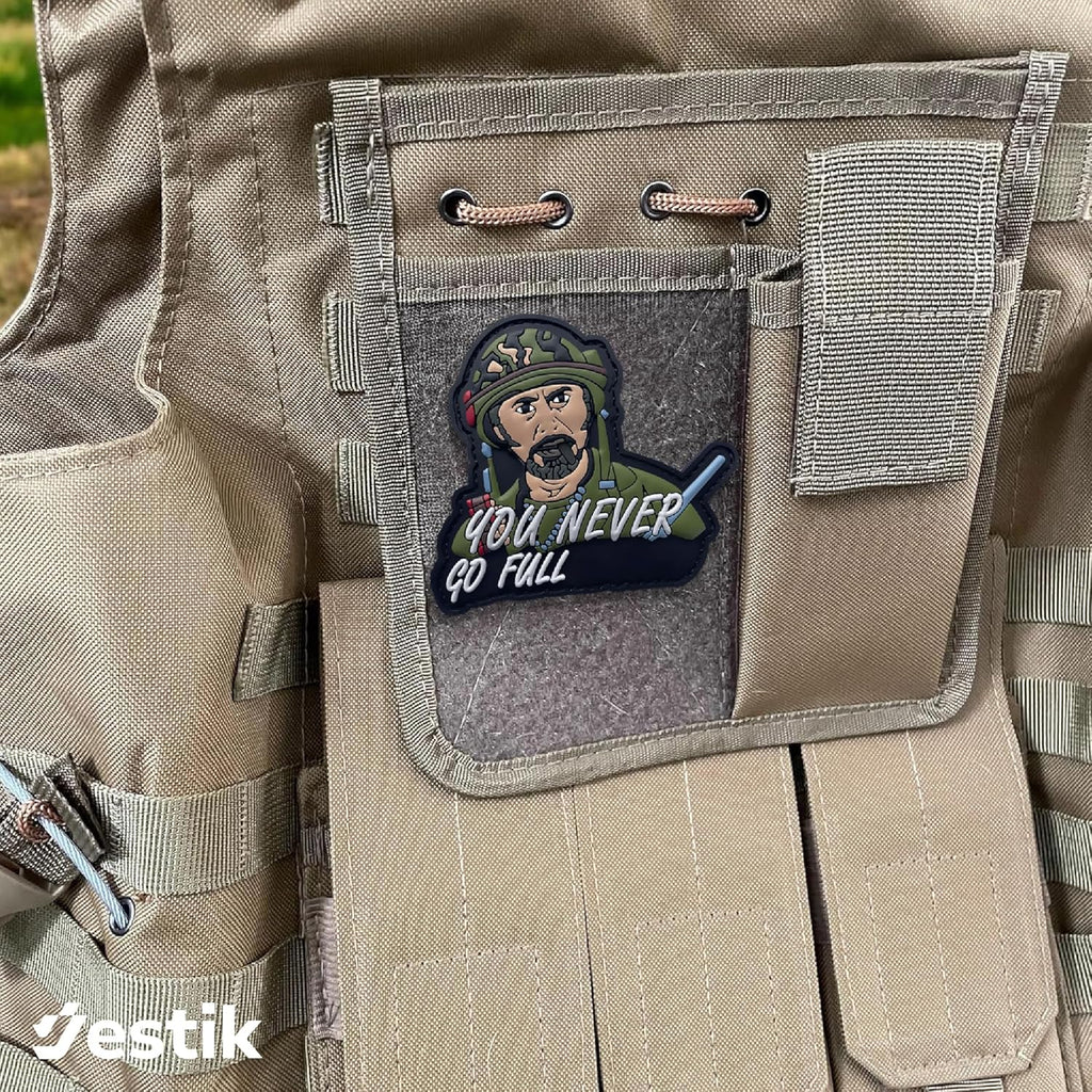 Jestik PVC Patch, Funny Patches, Humorous Tactical Morale Patch with Hook and Loop Fastener, Cute Patches for Backpacks, Military Uniforms, Jeans, Jackets, Vests, Hats & More - Never Go Full